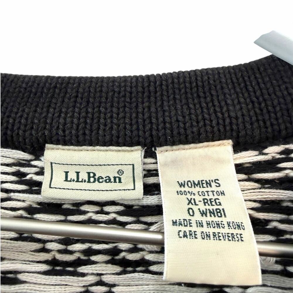 L.L.Bean Nordic Fair Isle Cotton Cardigan Sweater Women’s XL - Picture 3 of 9